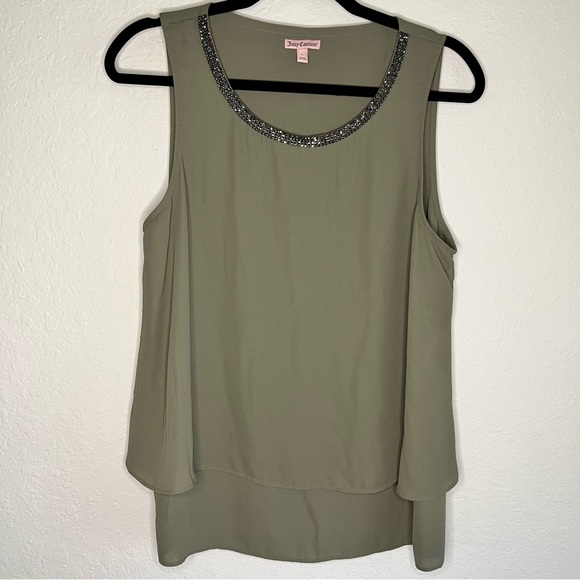 Juicy Couture Tops - Juicy Couture chiffon tank with beaded neck excellent condition large
